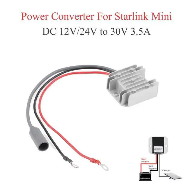 Alt view image 2 of 7 - DC 12V 24V to 30V Power Converter MAX 3.5A 105W+20m DC Male to Male Cable | Aluminum Shell; Passive Cooling; High Efficiency; 30,000-hour lifespan; With Protection Funtion; for Starlink MINI