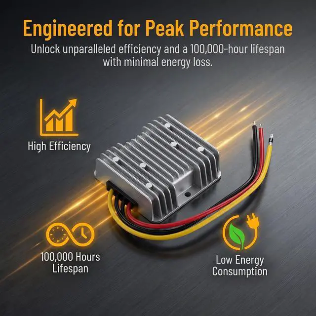 Alt view image 5 of 7 - DC 36V/48V to 12V 25A 300W Auto Buck Power Converter DC Power Transformer | Aluminum Shell; Passive Cooling; Quiet Operation; High Efficiency; 100,000-hour lifespan; With Protection Funtion