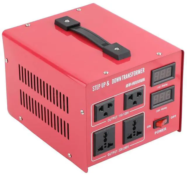 Main image of AC 110V to 220V or 220V to 110V 2000W Transformer Power Converter, Red | Bidirectional 110/220V Conversion; Overload/Short-circuit/Overheat Protection, Efficient Heat Dissipation, Portable Carry