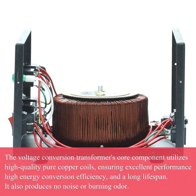 Alt view image 7 of 7 - AC 110V to 220V or 220V to 110V 2000W Transformer Power Converter, Red | Bidirectional 110/220V Conversion; Overload/Short-circuit/Overheat Protection, Efficient Heat Dissipation, Portable Carry