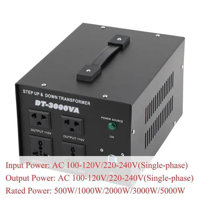 Alt view image 6 of 7 - AC 110V to 220V or 220V to 110V 2000W Transformer Power Converter, Black | Bidirectional 110/220V Conversion; Overload/Short-circuit/Overheat Protection, Efficient Heat Dissipation, Portable Carry