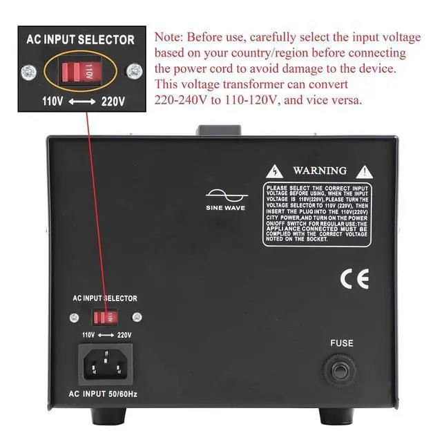 Alt view image 7 of 7 - AC 110V to 220V or 220V to 110V 2000W Transformer Power Converter, Black | Bidirectional 110/220V Conversion; Overload/Short-circuit/Overheat Protection, Efficient Heat Dissipation, Portable Carry