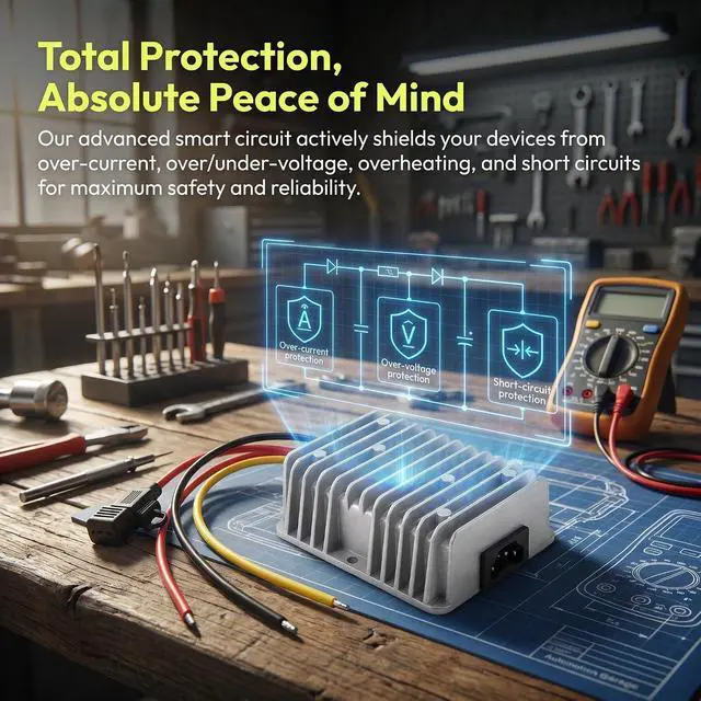 Alt view image 2 of 7 - DC 24V 36V 48V to 12V 20A 240W Power Converter Voltage Regulator with Fuse | Aluminum Shell; High Efficiency; 100,000-hour lifespan; Protection Funtion; For Car, Truck, RV, Golf Cart, Ship