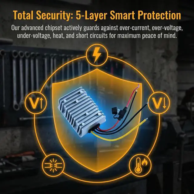 Alt view image 2 of 7 - DC 24V 36V 48V to 12V 30A 360W Power Converter Voltage Regulator with Fuse | Aluminum Shell; High Efficiency; 100,000-hour lifespan; Protection Funtion; For Car, Truck, RV, Golf Cart, Ship