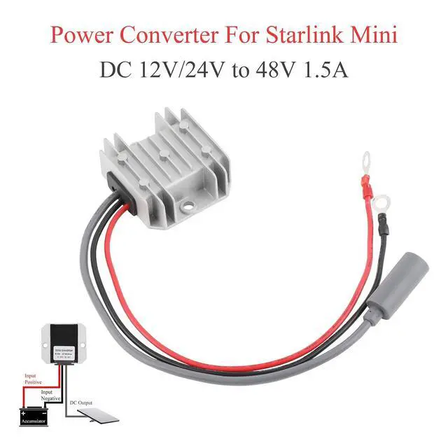 Alt view image 2 of 7 - DC 12V 24V to 48V Power Converter MAX 1.5A 72W+5m DC Male to Male Cable | Aluminum Shell; Passive Cooling; High Efficiency; 30,000-hour lifespan; With Protection Funtion; for Starlink MINI