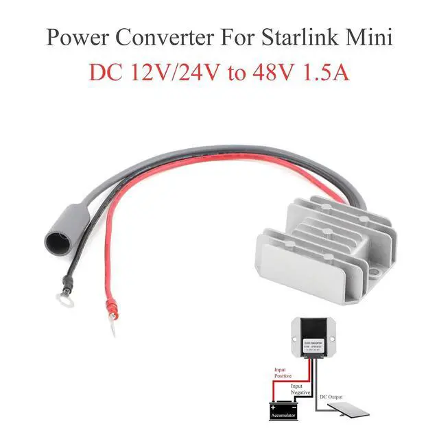 Alt view image 2 of 7 - DC 12V 24V to 48V Power Converter MAX 1.5A 72W+3m DC Male to Female Cable | Aluminum Shell; Passive Cooling; High Efficiency; 30,000-hour lifespan; With Protection Funtion; for Starlink MINI