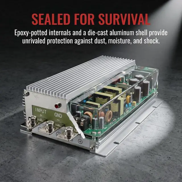 Alt view image 4 of 7 - DC 12V to 48V 20A 960W Boost Power Converter, Step Up Voltage Regulator | Aluminum Shell; High Efficiency; 100,000-hour lifespan; Protection Funtion; For Car, Truck, RV, Motorcycle, Golf Cart, Ship