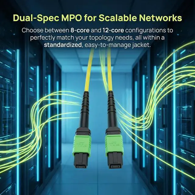 Alt view image 3 of 7 - 40G MPO Fiber Optic Patch Cord 5m Single-mode 12 Cores UPC Type-B Sequence | High-Speed 40G, Female to Female Connector