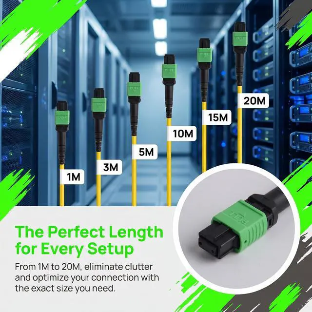 Alt view image 5 of 7 - 40G MPO Fiber Optic Patch Cord 5m Single-mode 12 Cores UPC Type-B Sequence | High-Speed 40G, Female to Female Connector