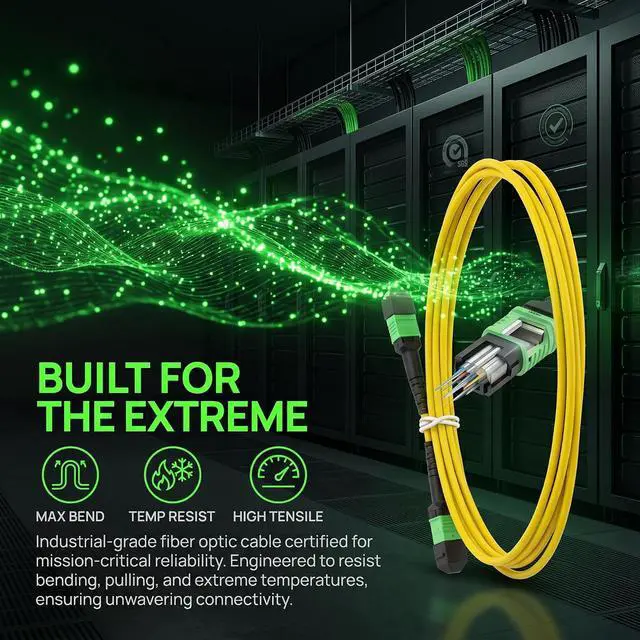 Alt view image 2 of 7 - 40G MPO Fiber Optic Patch Cord 5m Single-mode 12 Cores UPC Type-B Sequence | High-Speed 40G, Female to Female Connector