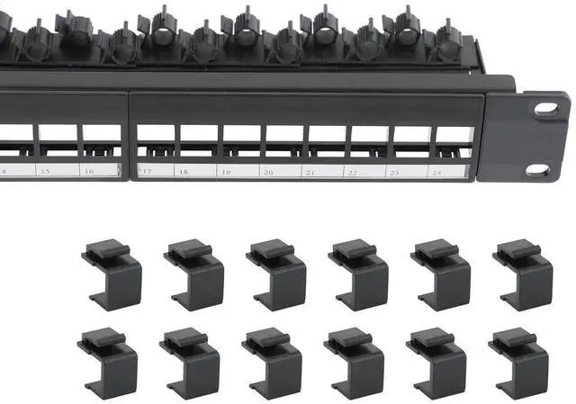 Main image of 19 Inch Blank Keystone Patch Panel 24 Port 1U with 12PCS Blank Buckle | Rack Mountable, Numbered Ports with Label Slots, Cable Management, Modular Keystone Design, Supports Ethernet/Fiber
