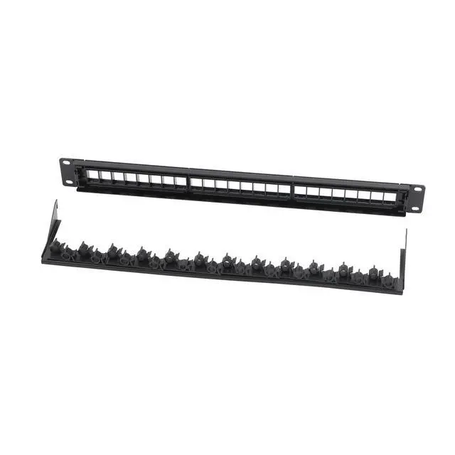 Alt view image 4 of 7 - 19 Inch Blank Keystone Patch Panel 24 Port 1U with 12PCS Blank Buckle | Rack Mountable, Numbered Ports with Label Slots, Cable Management, Modular Keystone Design, Supports Ethernet/Fiber