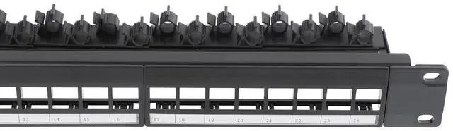 Main image of 1PCS 19 Inch Blank Keystone Patch Panel 24 Port 1U with Cable Management | Rack Mountable, Numbered Ports with Label Slots, Cable Management, Modular Keystone Design, Supports Ethernet/Fiber