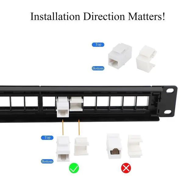 Alt view image 5 of 7 - 19 Inch Blank Keystone Patch Panel 24 Port 1U with 12PCS Blank Buckle | Rack Mountable, Numbered Ports with Label Slots, Cable Management, Modular Keystone Design, Supports Ethernet/Fiber