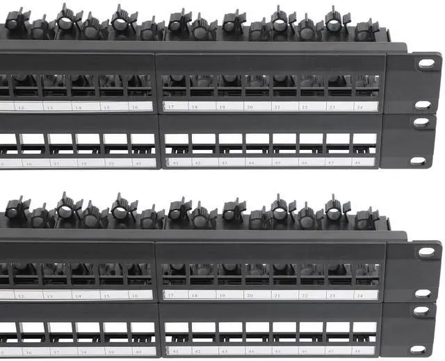 Main image of 2PCS 19 Inch Blank Keystone Patch Panel 48 Port 2U with Cable Management | Rack Mountable, Numbered Ports with Label Slots, Cable Management, Modular Keystone Design, Supports Ethernet/Fiber