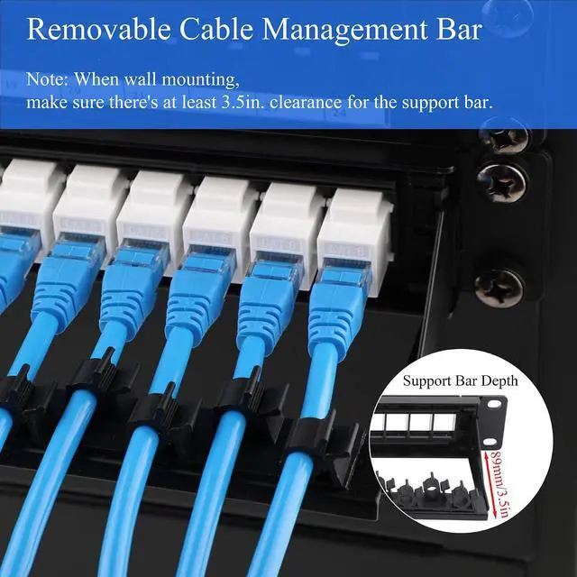 Alt view image 7 of 7 - 1PCS 19 Inch Blank Keystone Patch Panel 48 Port 2U with Cable Management | Rack Mountable, Numbered Ports with Label Slots, Cable Management, Modular Keystone Design, Supports Ethernet/Fiber