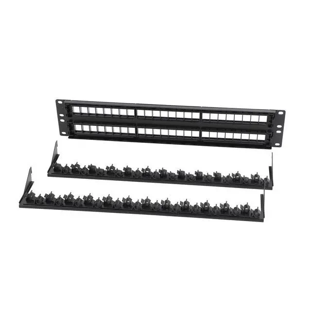 Alt view image 4 of 7 - 1PCS 19 Inch Blank Keystone Patch Panel 48 Port 2U with Cable Management | Rack Mountable, Numbered Ports with Label Slots, Cable Management, Modular Keystone Design, Supports Ethernet/Fiber