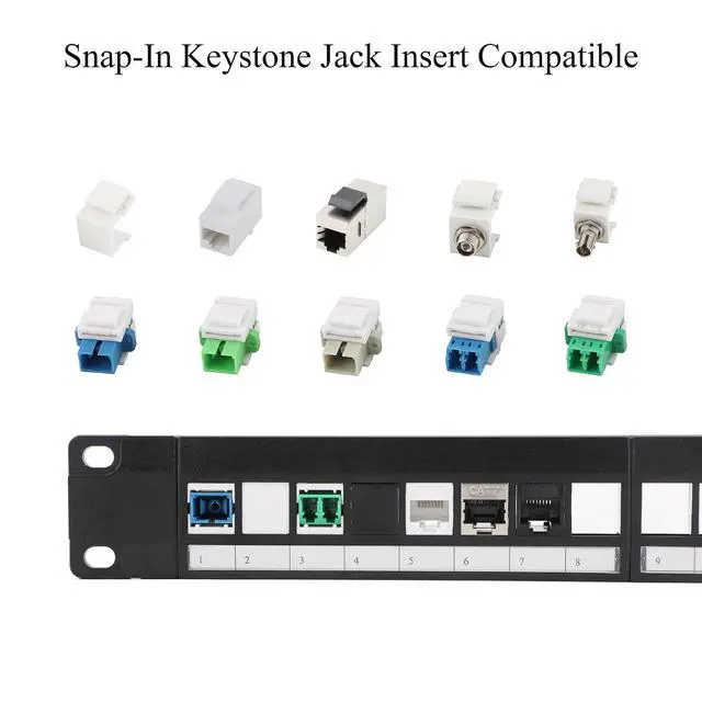 Alt view image 6 of 7 - 1PCS 19 Inch Blank Keystone Patch Panel 48 Port 2U with Cable Management | Rack Mountable, Numbered Ports with Label Slots, Cable Management, Modular Keystone Design, Supports Ethernet/Fiber