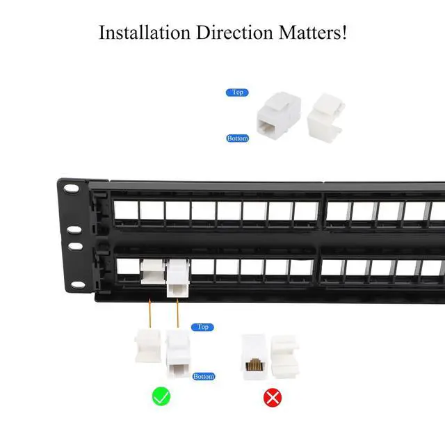 Alt view image 5 of 7 - 1PCS 19 Inch Blank Keystone Patch Panel 48 Port 2U with Cable Management | Rack Mountable, Numbered Ports with Label Slots, Cable Management, Modular Keystone Design, Supports Ethernet/Fiber