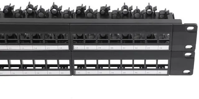 Main image of 1PCS 19 Inch Blank Keystone Patch Panel 48 Port 2U with Cable Management | Rack Mountable, Numbered Ports with Label Slots, Cable Management, Modular Keystone Design, Supports Ethernet/Fiber