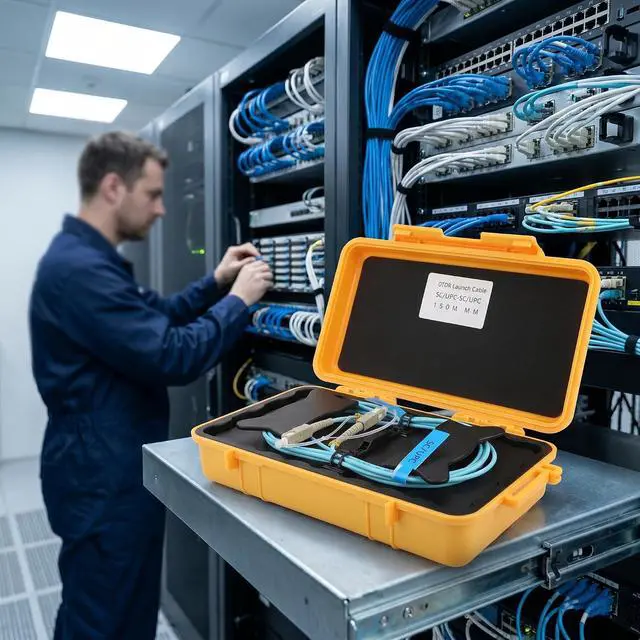 Alt view image 2 of 7 - OM2 Optical Fiber OTDR Launch Cable Box SC/UPC to ST/UPC 2000m/6561.68ft | OM2 High-bandwidth Fiber, 50/125m, 0.2dB/km Low Loss,OTDR Blind Zone Eliminator, Portable Suitcase, For Data Center Testing