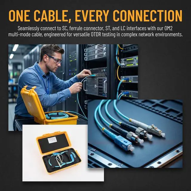 Alt view image 5 of 7 - OM2 Optical Fiber OTDR Launch Cable Box SC/UPC to ST/UPC 2000m/6561.68ft | OM2 High-bandwidth Fiber, 50/125m, 0.2dB/km Low Loss,OTDR Blind Zone Eliminator, Portable Suitcase, For Data Center Testing