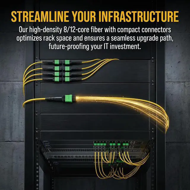 Alt view image 3 of 7 - MPO Single Mode 40G Fiber Patch Cable 8 Cores UPC Type B 20m | 40G high-speed transmission, MPO female Type B Sequence, 0.3dB Insertion Loss, For Data Center FTHH