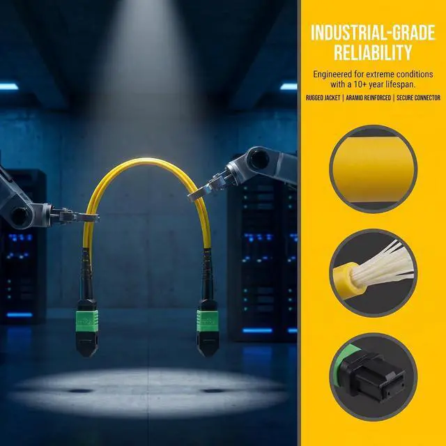 Alt view image 4 of 7 - MPO Single Mode 40G Fiber Patch Cable 8 Cores UPC Type B 20m | 40G high-speed transmission, MPO female Type B Sequence, 0.3dB Insertion Loss, For Data Center FTHH