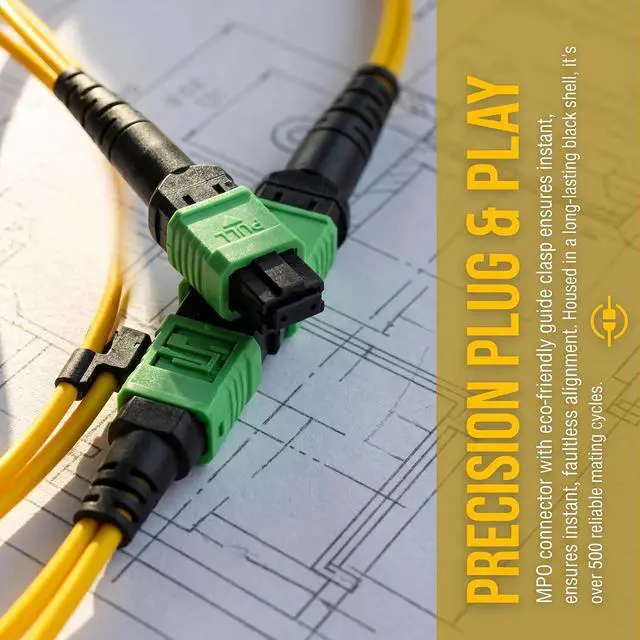 Alt view image 5 of 7 - MPO Single Mode 40G Fiber Patch Cable 8 Cores UPC Type B 20m | 40G high-speed transmission, MPO female Type B Sequence, 0.3dB Insertion Loss, For Data Center FTHH