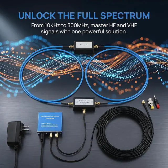Alt view image 2 of 7 - Portable YouLoop Passive Magnetic Loop Antenna HF & VHF Receiving Antenna | Low Loss Balun; SMA Connector; For Communication