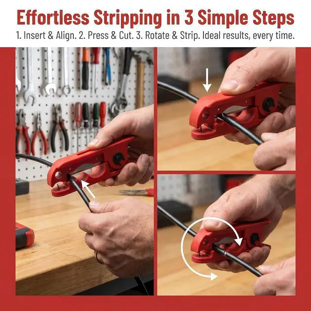 Alt view image 4 of 7 - 1PCS Cable Wire Stripper + 4PCS Blades, Electrician Wire Stripping Tools | SK4 Steel Blade, For 4-240mm², Circular & Longitudinal stripping, Nylon Housing, For PVC Rubber Insulated Cables