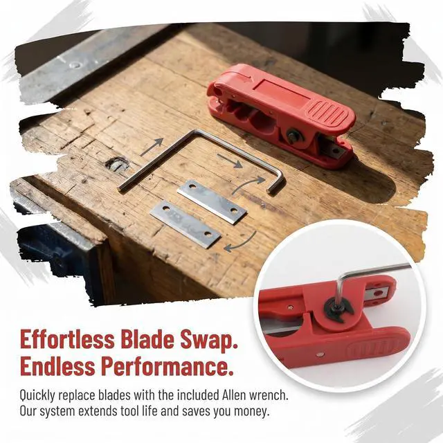 Alt view image 6 of 7 - 1PCS Cable Wire Stripper + 4PCS Blades, Electrician Wire Stripping Tools | SK4 Steel Blade, For 4-240mm², Circular & Longitudinal stripping, Nylon Housing, For PVC Rubber Insulated Cables