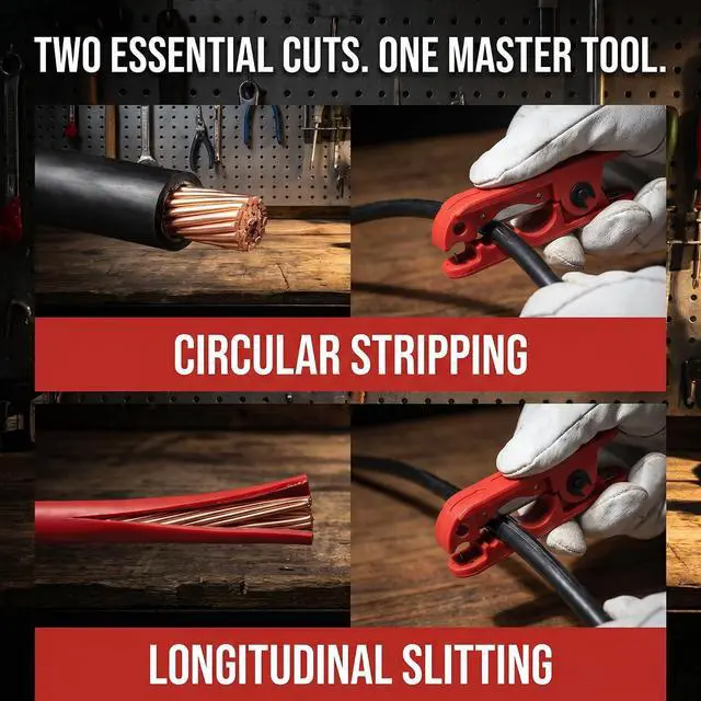 Alt view image 5 of 7 - 1PCS Cable Wire Stripper + 4PCS Blades, Electrician Wire Stripping Tools | SK4 Steel Blade, For 4-240mm², Circular & Longitudinal stripping, Nylon Housing, For PVC Rubber Insulated Cables