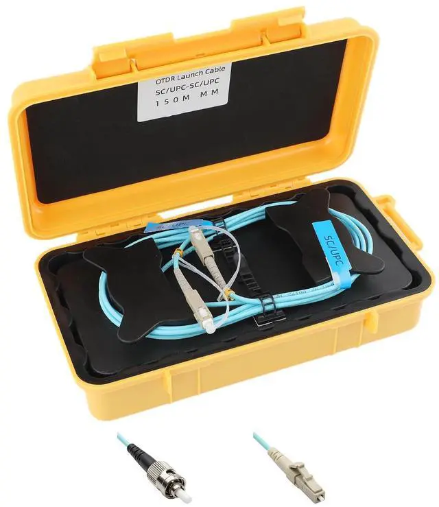 Main image of OM4 100G OTDR Launch Cable Box Test Tool ST/UPC to LC/UPC 150m/492.13ft | Multimode, 50/125m, OTDR Dead Zone CCompensation, Portable Storage Box, For Data Center Fiber testing