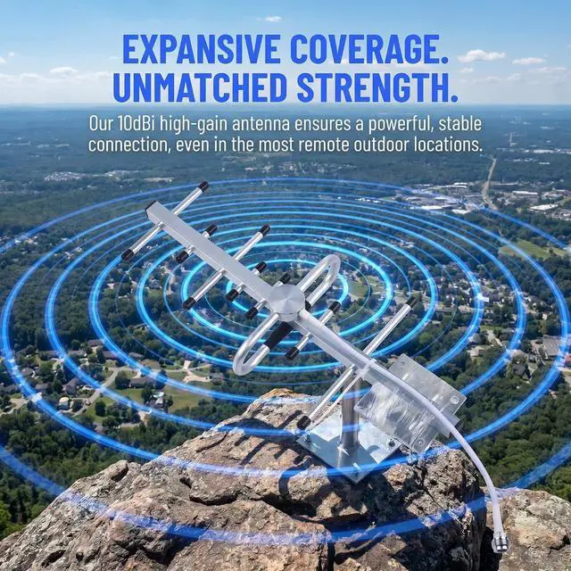 Alt view image 2 of 7 - 10dBi 2G/3G/4G Outdoor Yagi Antenna 698-2700MHz N-Type Female Connector 50 | 50; RG58/50-3 RF Coaxial Cable; For Communication