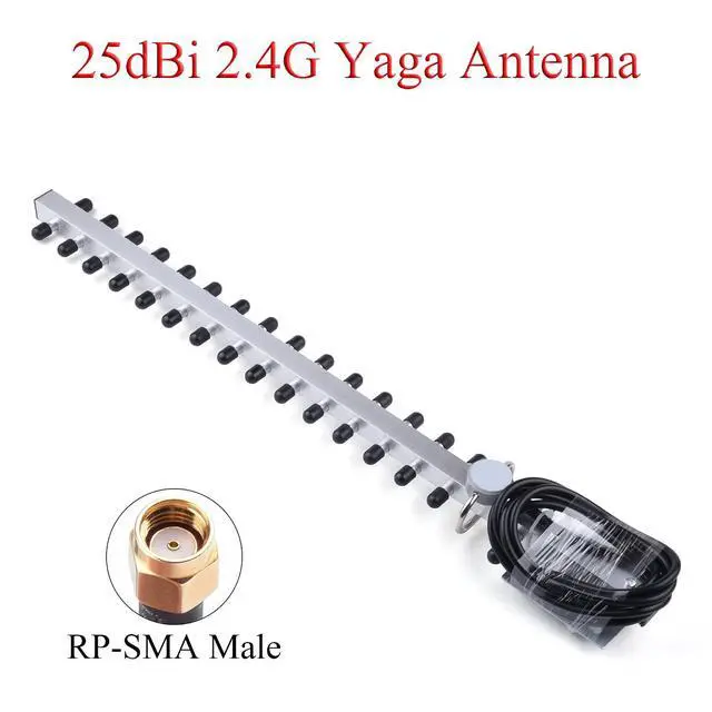 Alt view image 2 of 7 - 2.4GHz 25dBi 2400-2500MHz Outdoor Yagi Antenna with 5m Extension Cable | Impedance 50; Max 30W; for Communication