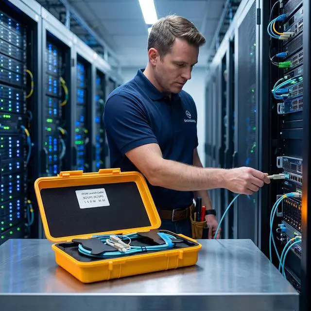Alt view image 2 of 7 - OM4 100G OTDR Launch Cable Box Test Tool FC/UPC to FC/UPC 150m/492.13ft | Multimode, 50/125m, OTDR Dead Zone CCompensation, Portable Storage Box, For Data Center Fiber testing