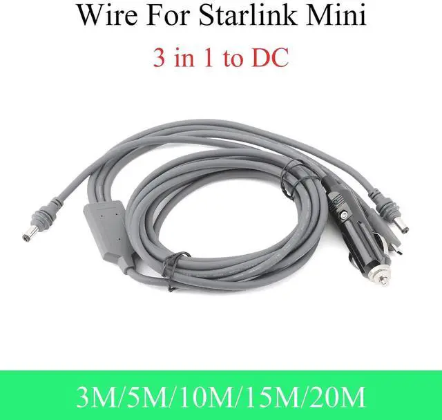 Alt view image 2 of 7 - for Starlink Mini 3-in-1 Power Cable 20m/65.62ft, Car Charger/Type-C/DC | 3-in-1 Cigarette Lighter/Type-C/DC input, 30V 2A 60W, Plug-and-Play, Copper Conductor, Wear-resistant Rubber Jacket