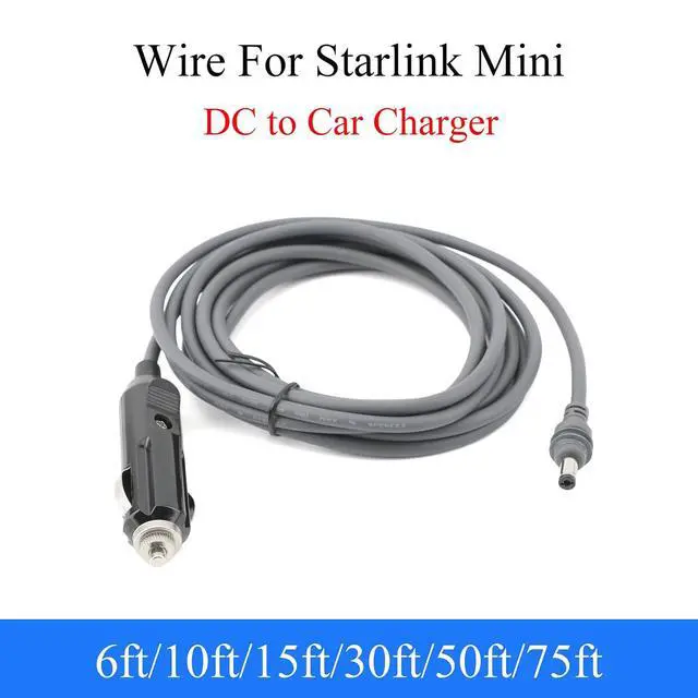 Alt view image 2 of 7 - for Starlink Mini Car Charger Cable 5m/16.40ft, Cigarette Lighter to DC | 30V 2A 60W, Plug-and-Play, Durable Rubber, Universal