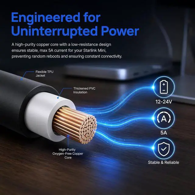 Alt view image 5 of 7 - 1PCS for Starlink Mini Power Cable Adapter DC Female to DC Female 20cm | IP67 waterproof, Plug-and-Play, PVC Build, Secure Connection, Portable