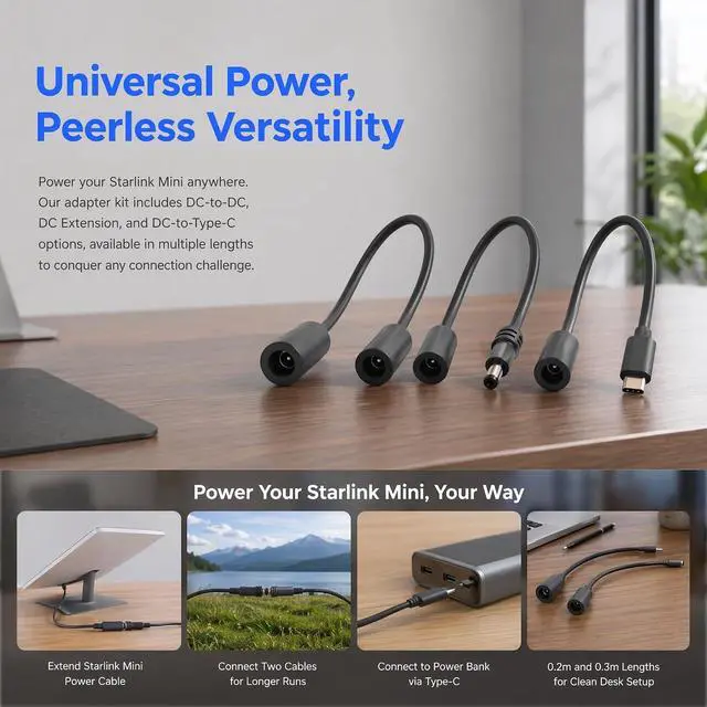 Alt view image 7 of 7 - 1PCS for Starlink Mini Power Cable Adapter DC Female to DC Female 20cm | IP67 waterproof, Plug-and-Play, PVC Build, Secure Connection, Portable