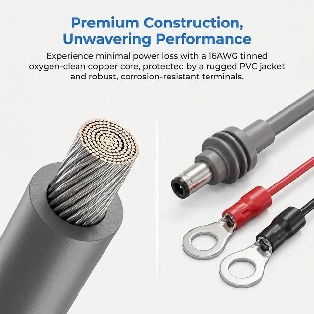 Alt view image 4 of 7 - 16AWG Direct Battery Power Cable 3m/9.84ft for Starlink Mini with Fused | Tinned Copper, 12-48V DC Input, ATO/ATC Fuse, Ring Battery Terminals, Waterproof UV-resistant, For RV, Boat, Off-grid Solar