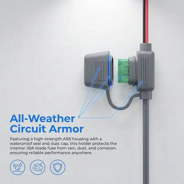Alt view image 3 of 7 - 16AWG Direct Battery Power Cable 3m/9.84ft for Starlink Mini with Fused | Tinned Copper, 12-48V DC Input, ATO/ATC Fuse, Ring Battery Terminals, Waterproof UV-resistant, For RV, Boat, Off-grid Solar