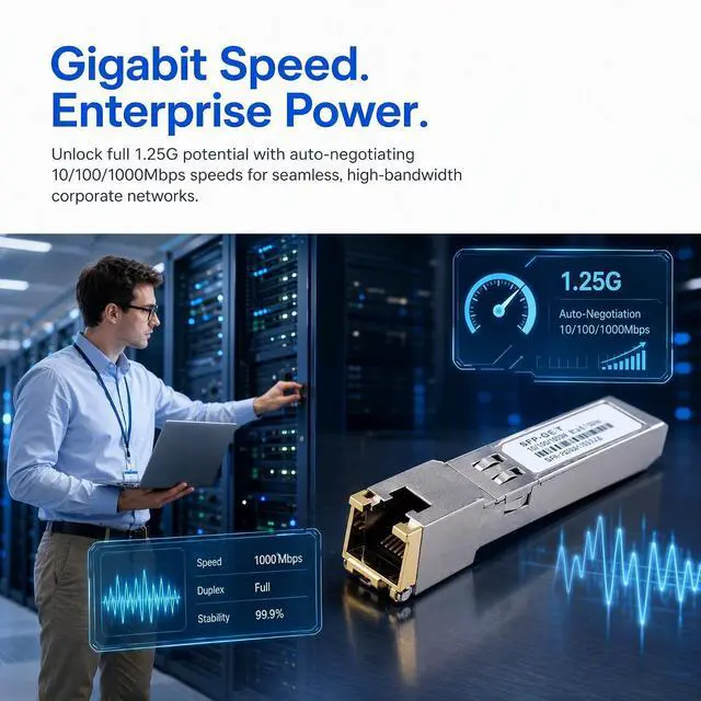 Alt view image 6 of 7 - 1.25G SFP to RJ45 Transceiver Module, Gigabit Copper SFP Module (2PCS) | 10/100/1000Mbps Adaptive, Hot Pluggable, High Compatibility