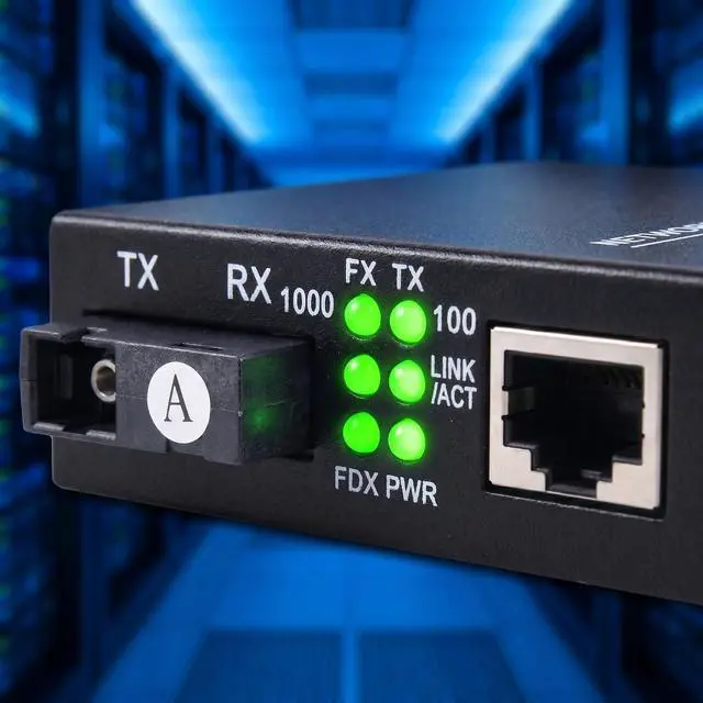 Alt view image 4 of 7 - 1Pair Gigabit Fiber Media Converter 10/100/1000Mbps | Auto-Negotiation; Single-mode 3Km; SC/UPC,SC/APC Port; RJ45 Port; 1.25G Speed; US Power Adapter