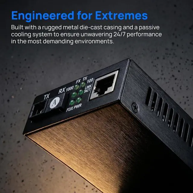 Alt view image 5 of 7 - 1Pair Gigabit Fiber Media Converter 10/100/1000Mbps | Auto-Negotiation; Single-mode 3Km; SC/UPC,SC/APC Port; RJ45 Port; 1.25G Speed; US Power Adapter