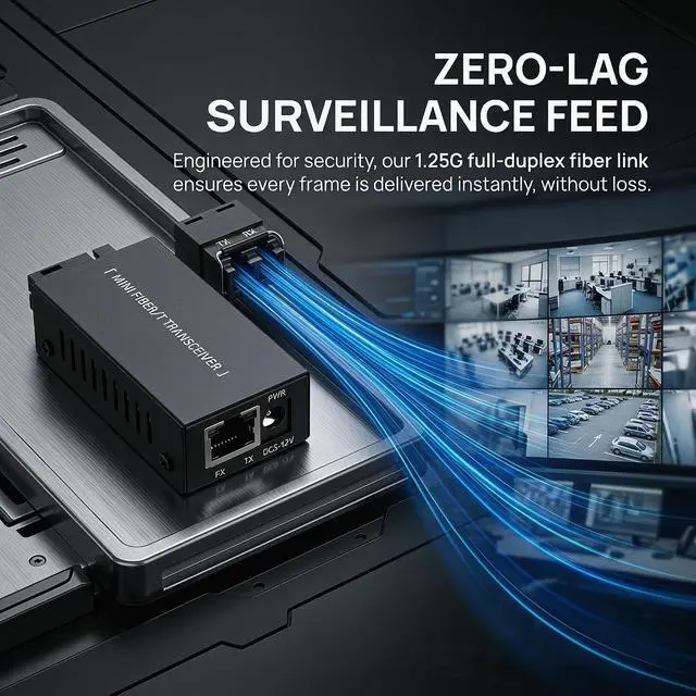 Alt view image 7 of 7 - Gigabit Fiber Optical Media Converter Network Transceiver 100/1000Mbps | MINI; 1.25G; Auto-Negotiation, Single-mode; 20Km Transmission; SC/UPC,SC/APC to RJ45; US Power Adapter