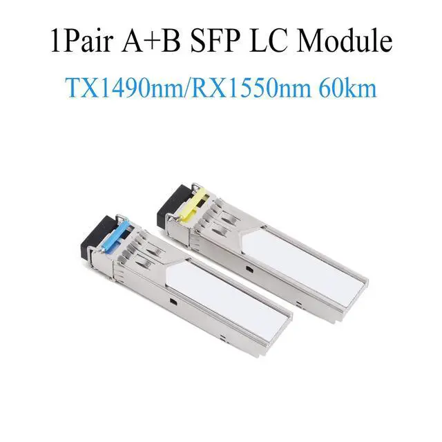 Alt view image 2 of 7 - 1Pair 1.25G SFP Transceiver Single Mode LC 1490/1550nm 60km | 1.25Gbps, Bi-directional, Single-mode, Simplex, Hot-pluggable, Suitable for LC Fiber