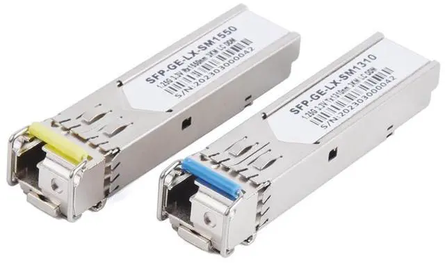 Alt view image 6 of 7 - 1Pair 1.25G SFP Transceiver Single Mode LC 1310/1550nm 3km | 1.25Gbps, Bi-directional, Single-mode, Simplex, Hot-pluggable, Suitable for LC Fiber