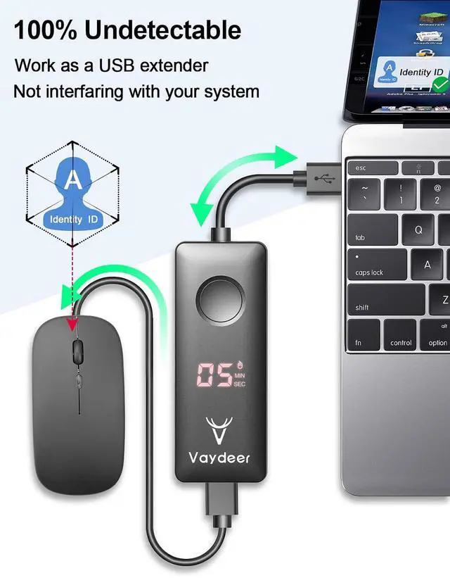 Alt view image 4 of 6 - Automatic Mouse Jiggler Undetectable Mouse Mover Device with ON/Off Switch,Simulate Mouse Movement to Prevent The Computer from Entering Sleep Mode